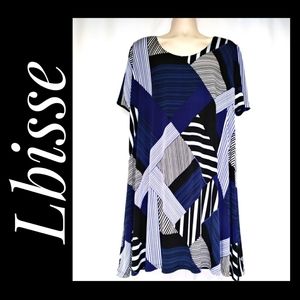 2X HOST PICK Lbisse Blue Black Shift Dress